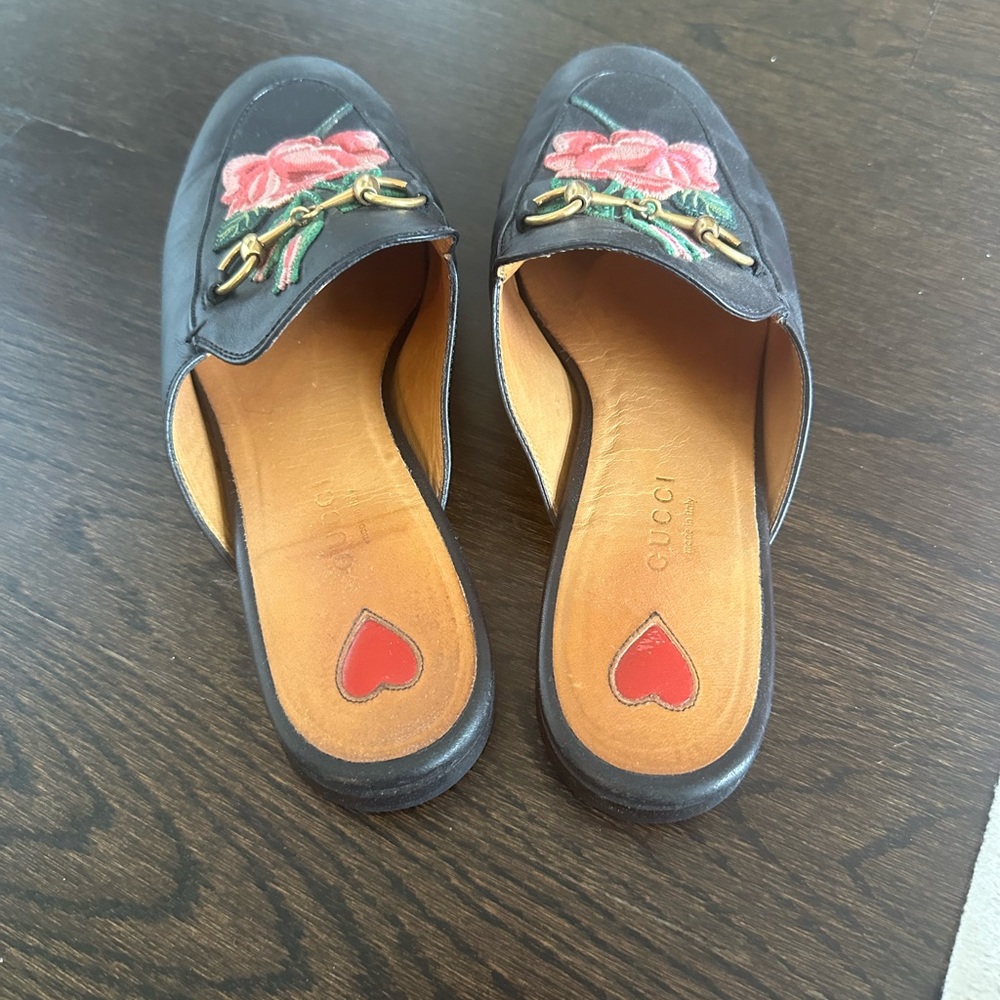 Gucci Princetown heart mules size 37.5 - Picture 3 of 4